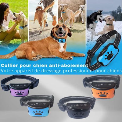 Collier de dressage pour chien anti-aboiement intelligent. Appareil professionnel disponible en plusieurs couleurs.