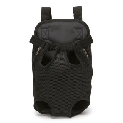 Sac de transport pour chien noir avec ouvertures pour les pattes et la queue.